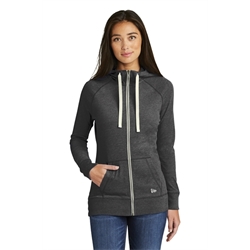 LNEA122 - New Era Ladies Sueded Cotton Blend Full-Zip Hoodie-Black Heather