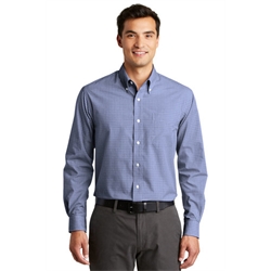 S639 - Mens Long Sleeve - Poplin Plaid Shirt-Navy